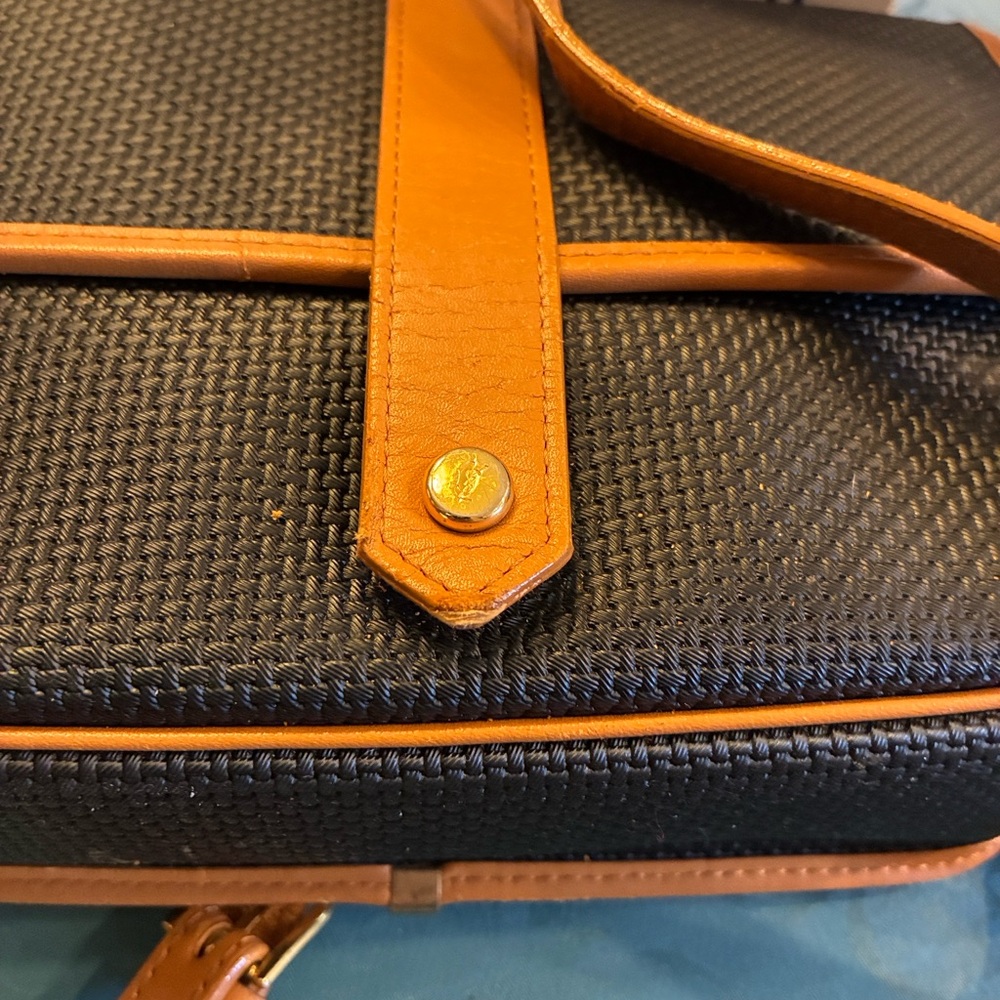 Vintage Yves Saint Laurent Black and Tan Woven Crossbody Bag & Box - Picture 3 of 15